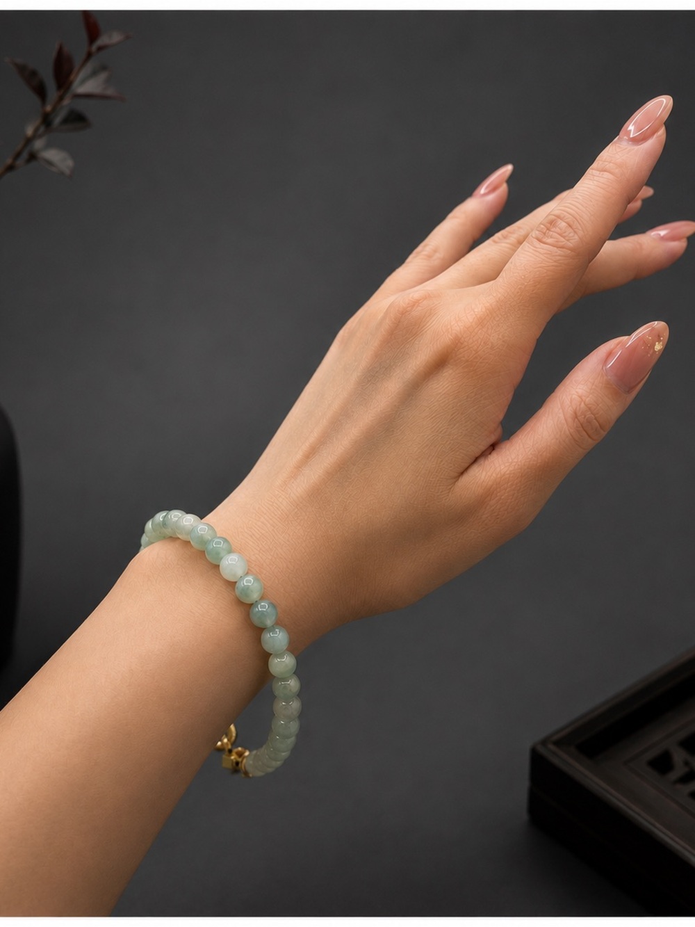 Type A Glutinous Ice Jadeite Jade Aqua Light Blue Green Beaded Bracelet w/ Cert